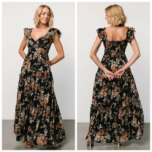 Baltic Born Martina Black And Cooper Floral Maxi Dress